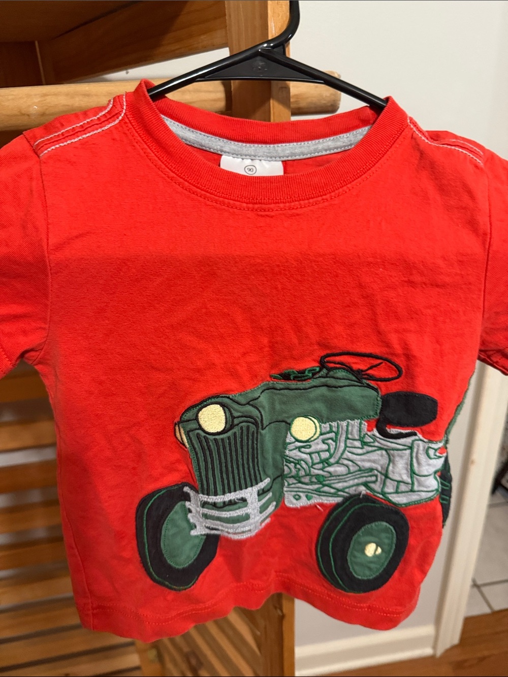 Hanna Andersson Red Tee with Green Tractor Appliqué